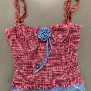Dolce & Gabbana Authentic Woven Pink and Blue Camisole like new